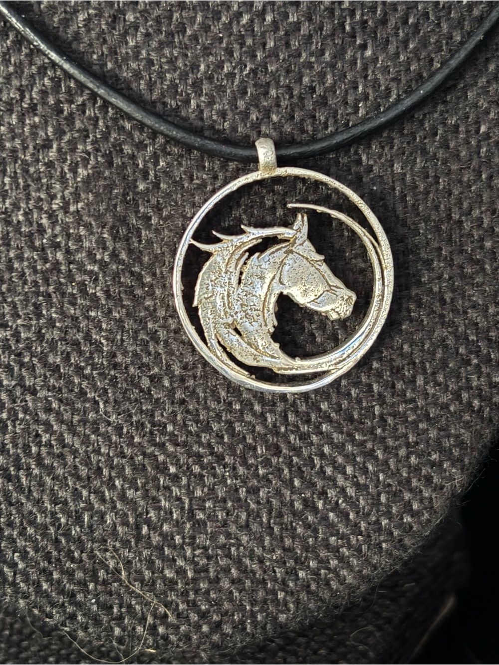 Silver Horse Head Pendant Necklace, Handmade, NEW, Leather Cord, Unisex
